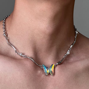 Holographic Butterfly Metal Necklace