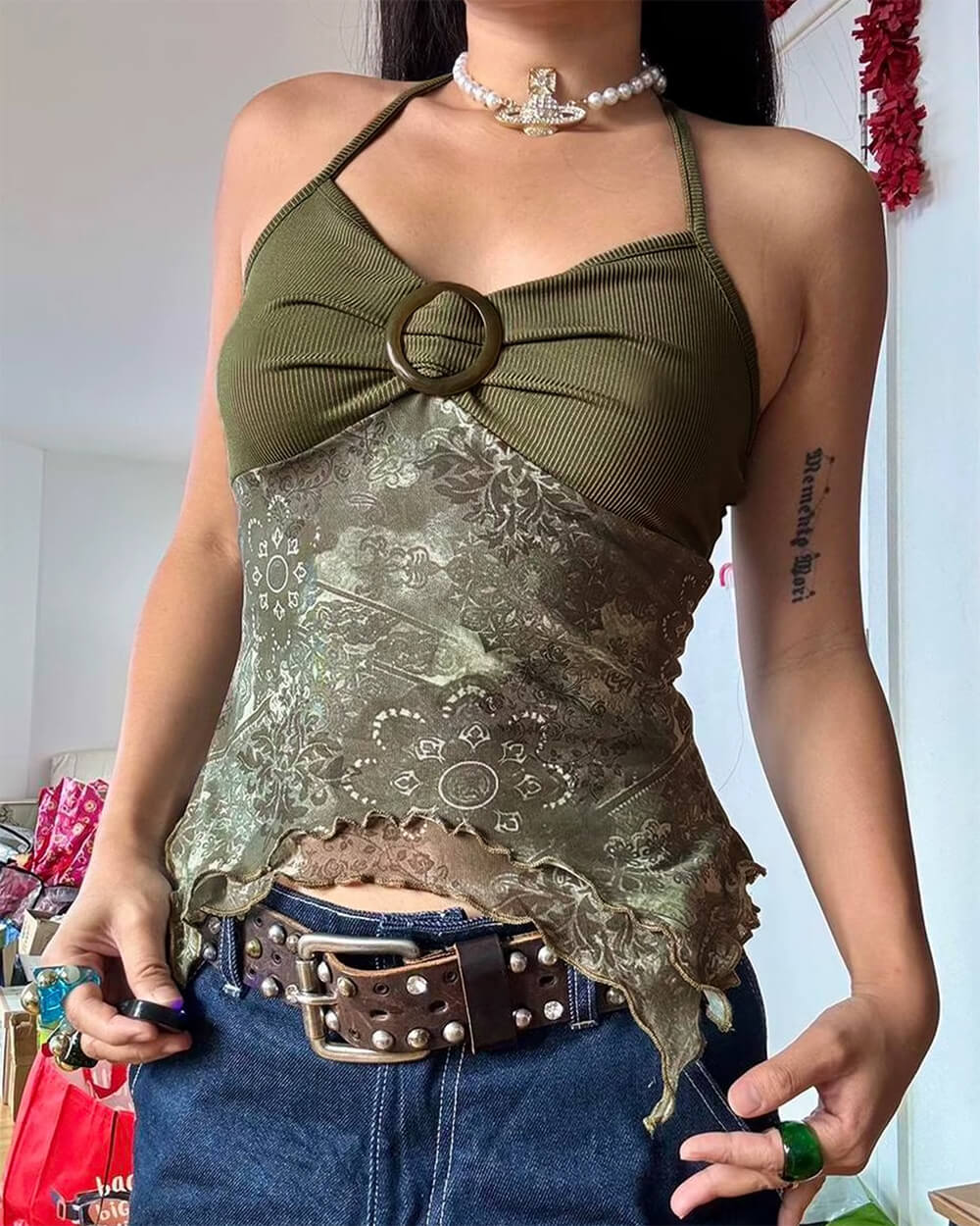 Indie Aesthetic Lace Halter Top