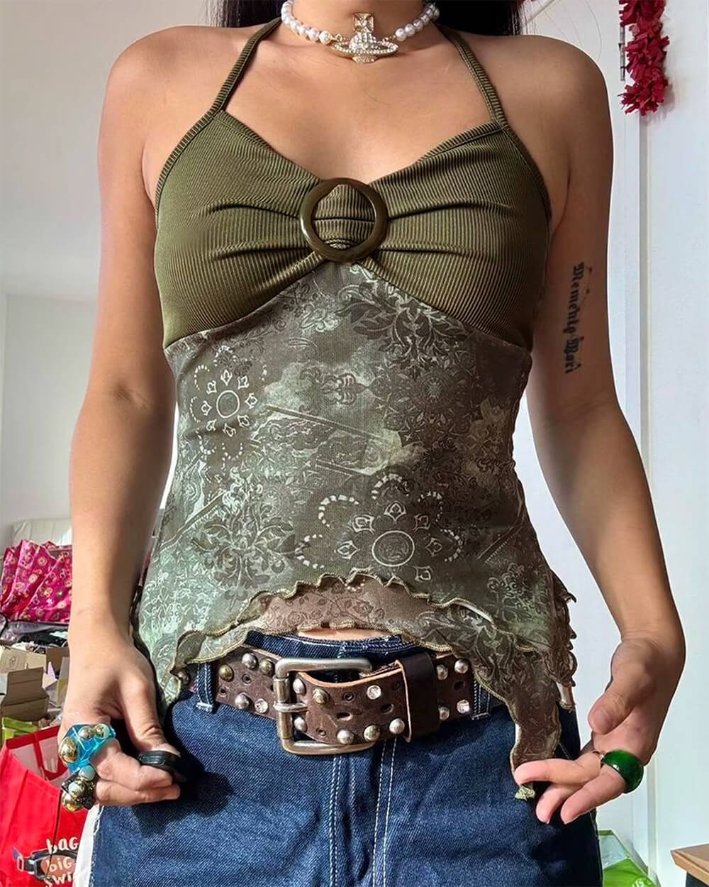 Indie Aesthetic Lace Halter Top