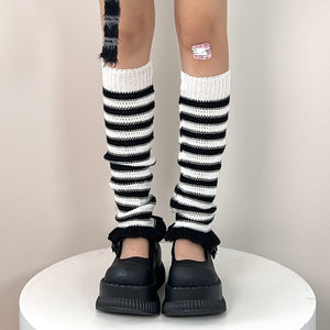 Indie Aesthetic Striped Leg Warmers