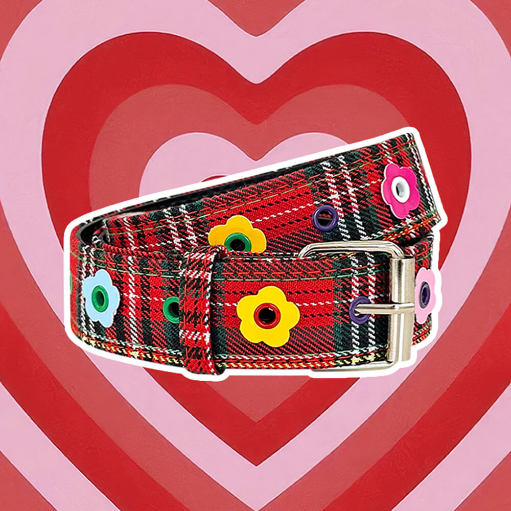 Indie Flower Plaid Belt