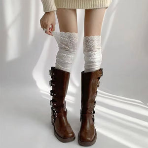 Lace Trim Knee High Socks