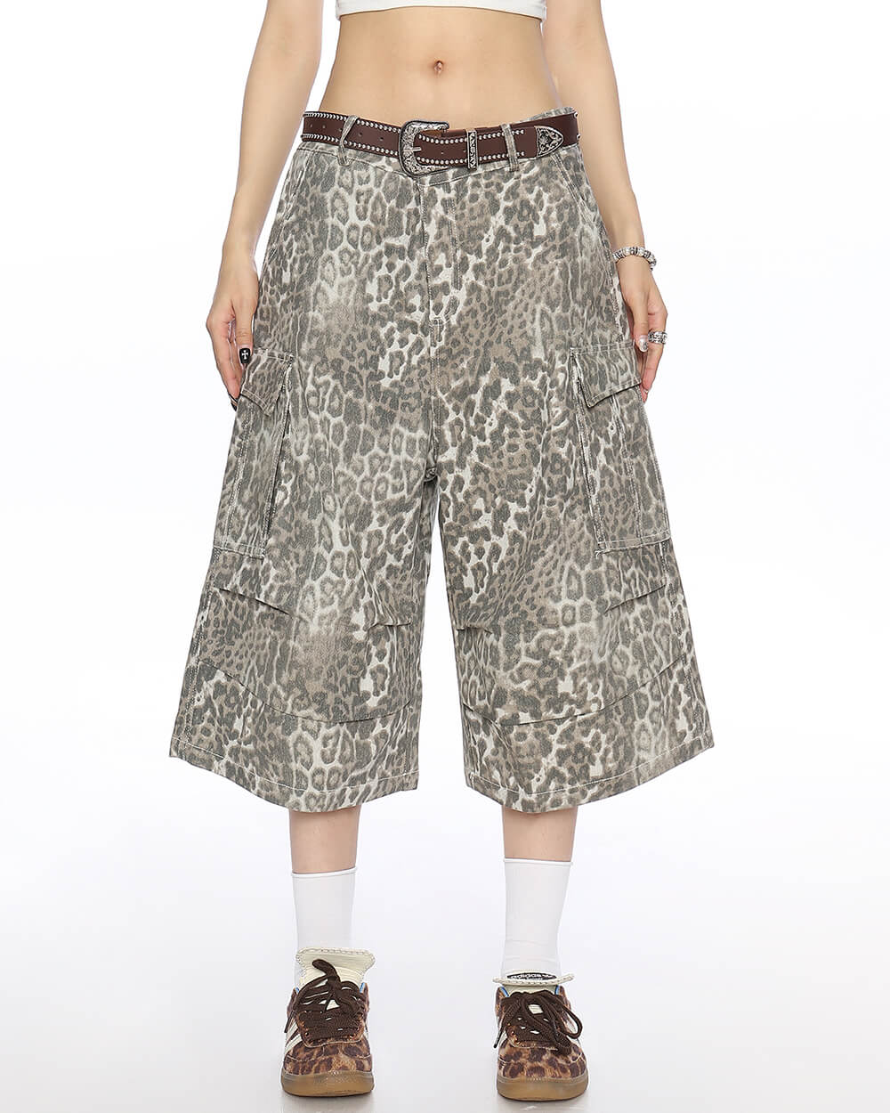 Animal Instincts Leopard Print Cargo Shorts