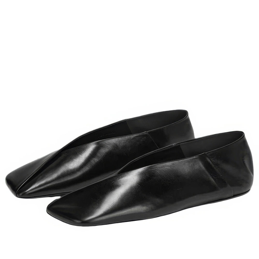 Minimalist Square-Toe Black Flats