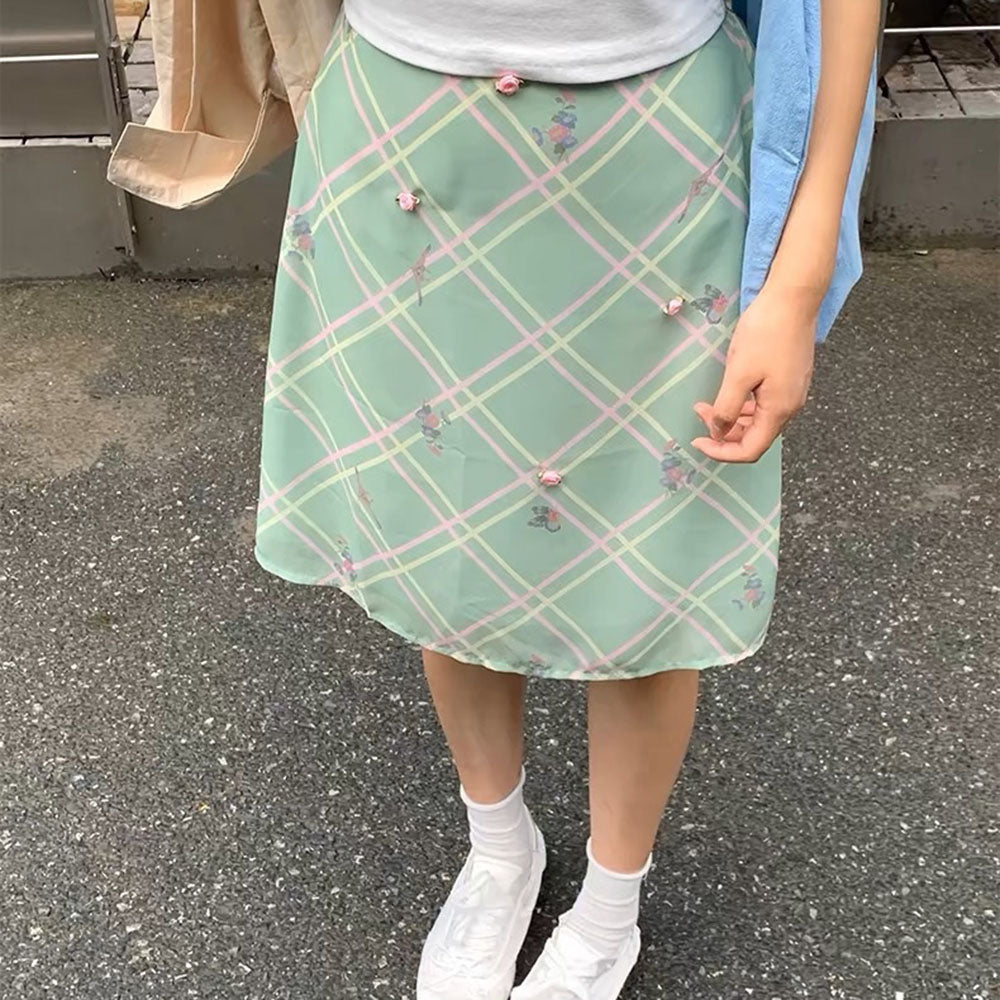 Garden Of Envy Mint Green Plaid Skirt