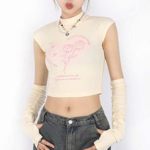 Pastel Soft Girl Tee with Arm Warmers