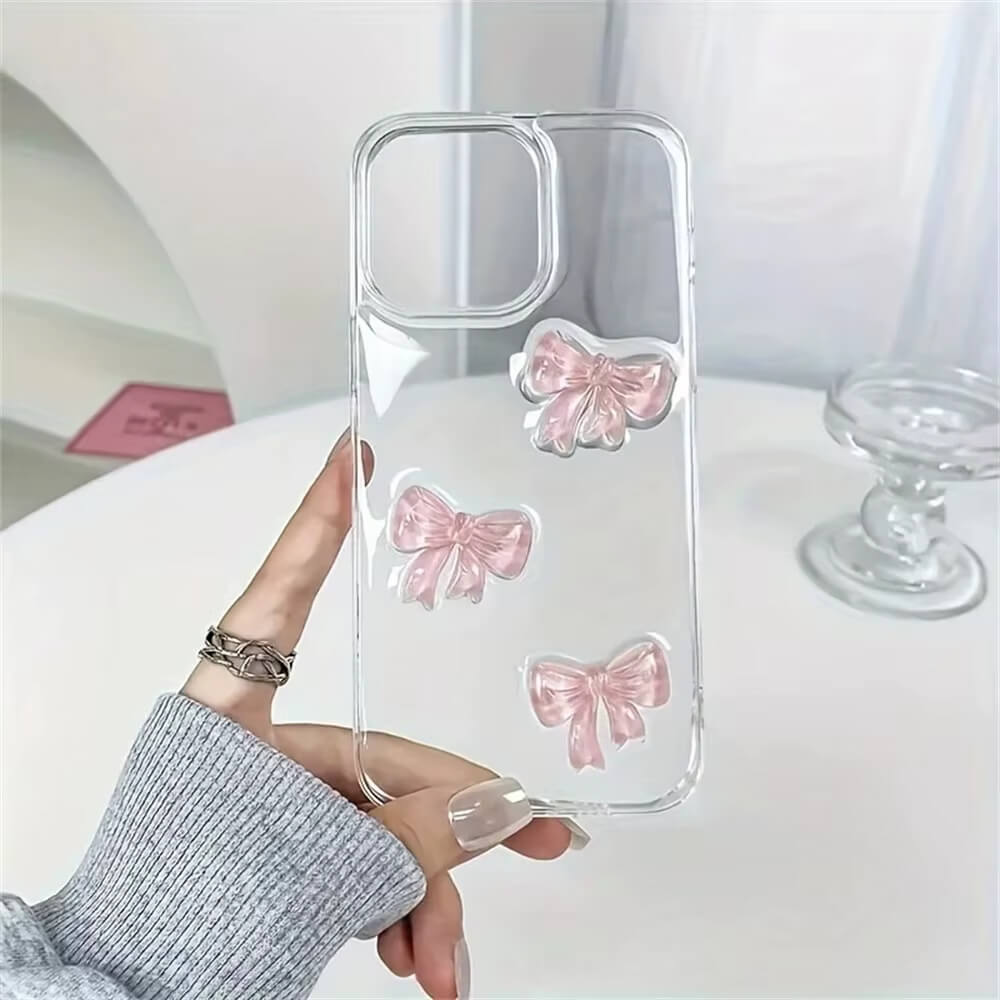 Pink Bows Clear iPhone Case