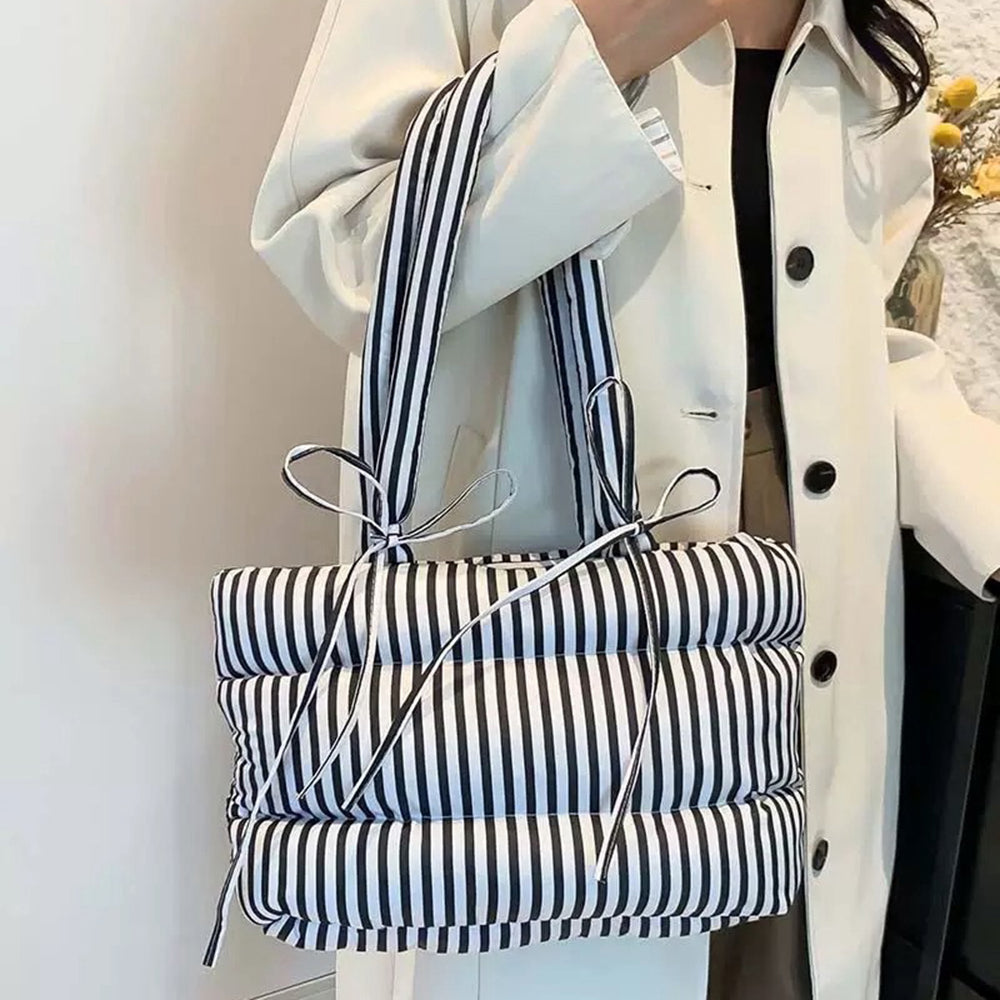 Puffer Striped Shoulder Bag