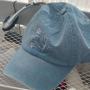 Rhinestone Bunny Y2K Denim Cap