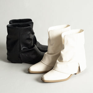 Slouchy Fit Block Heel Boots