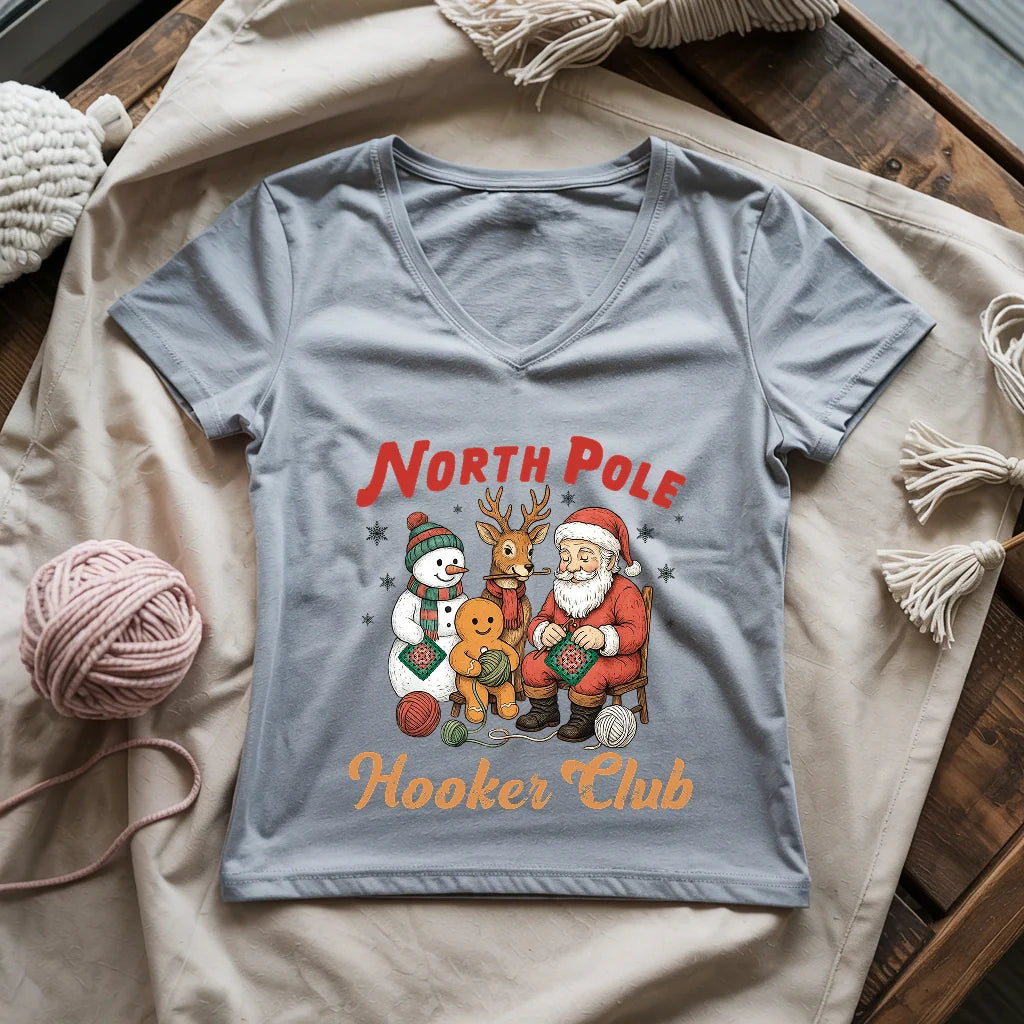 North Pole Crochet Club Lady V-neck
