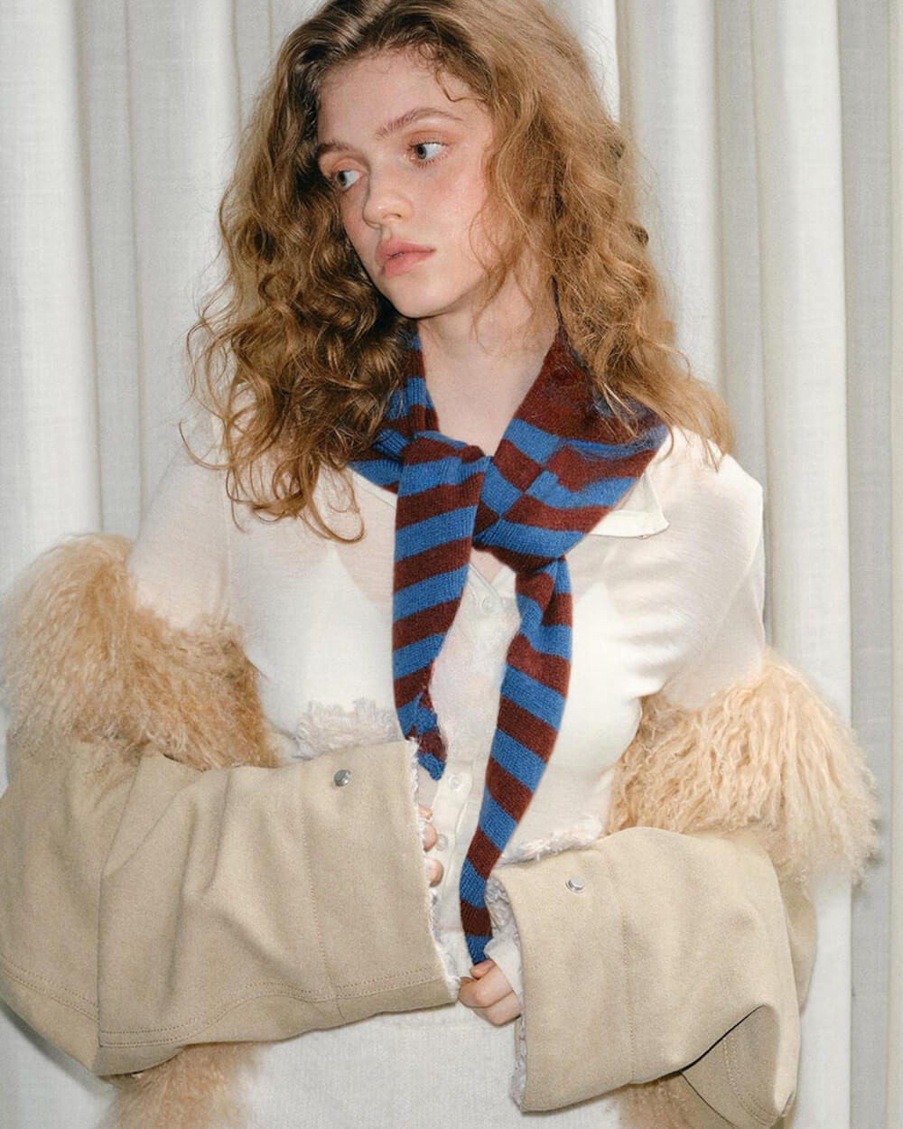 First Snow Striped Knit Scarf