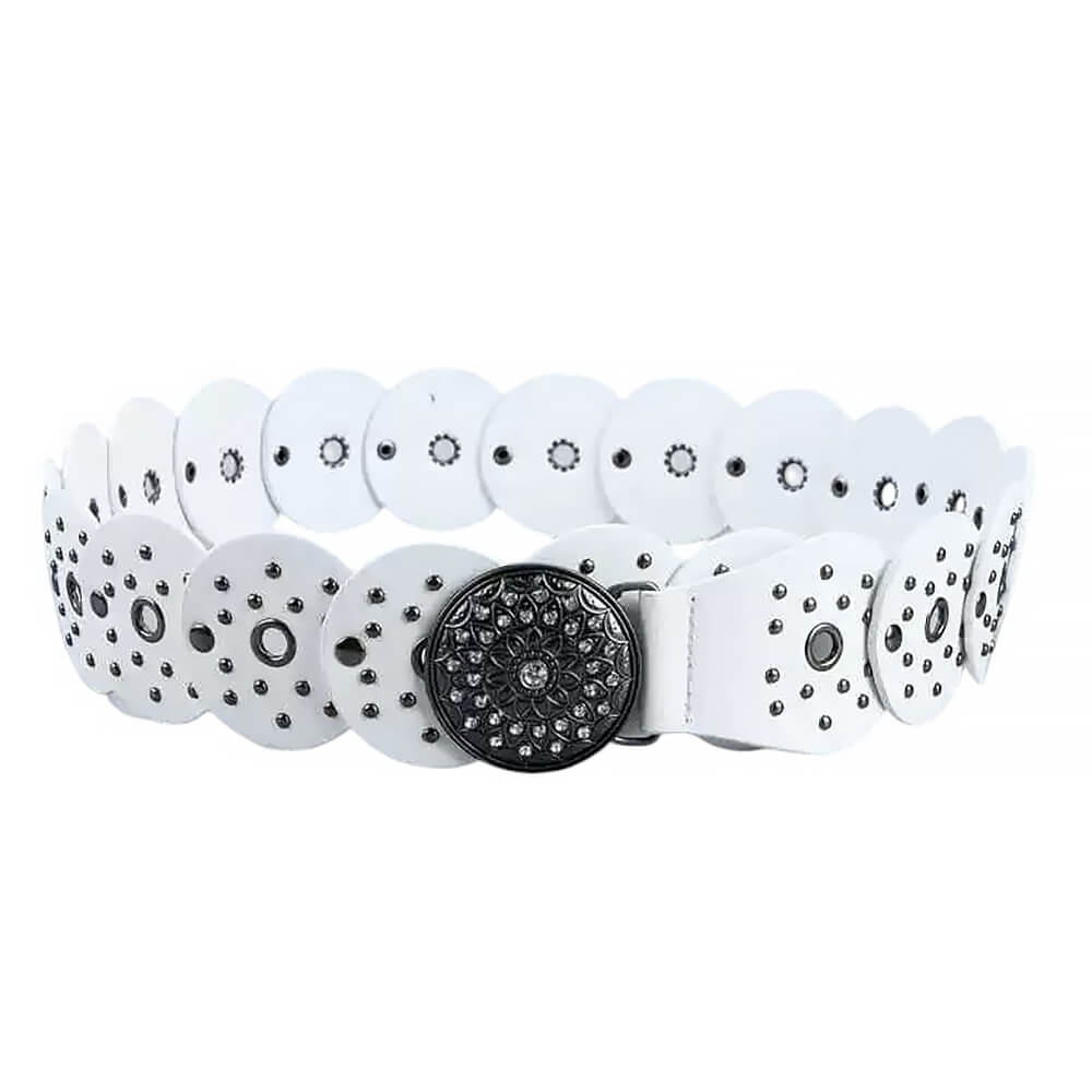 White Studded Boho Belt