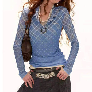 Y2K Plaid Fitted Shirt