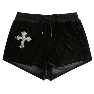 Y2K Cross Rhinestone Shorts
