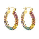Y2K Rainbow Crystal Hoop Earrings